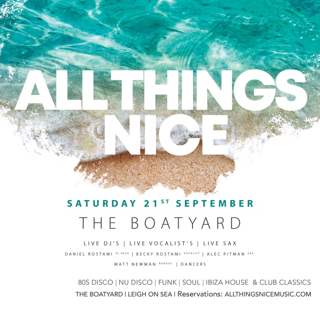 Square poster for All Things Nice's Decking party for 2024. Happening on the 21st September. 